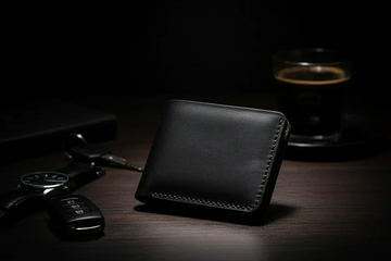black leather bifold wallet