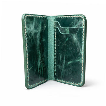 Mens Genuine Cowhide Leather Wallet with Keychain, Front Pocket Slim Design Minimalist Credit Card Holder