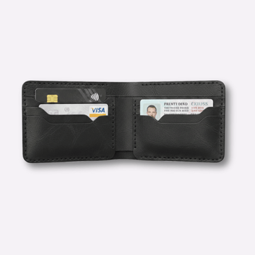 Handmade Genuine Leather Wallet, Mens Bifold Wallet, Groomsmen Wallet Black Anniversary & Valentines Gift