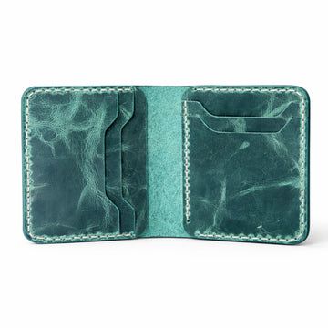 Mens Genuine Cowhide Leather Wallet with Keychain, Front Pocket Slim Design Minimalist Credit Card Holder