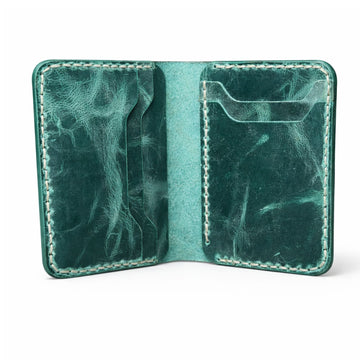 Mens Genuine Cowhide Leather Wallet with Keychain, Front Pocket Slim Design Minimalist Credit Card Holder