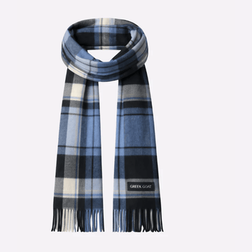 Sky Blue & Black Classic Check Muffler For Men & Women
