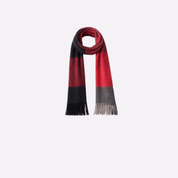 Red Black Color-Block Muffler For Men & Women