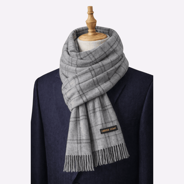 Grey-Blue windowpane Muffler For Men & Women