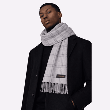 Grey-Blue windowpane Muffler For Men & Women