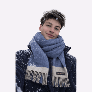 Dusty Blue Solid Fringed Muffler For Men & Women