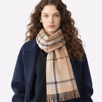 Camel Beige Classic Check Muffler For Men & Women