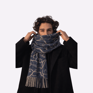 Slate Blue Chain-Print Muffler For Men & Women, Winter Neck Scarf Soft Scarf