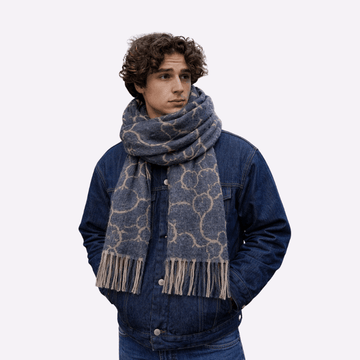 Slate Blue Chain-Print Muffler For Men & Women, Winter Neck Scarf Soft Scarf