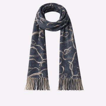 Slate Blue Chain-Print Muffler For Men & Women, Winter Neck Scarf Soft Scarf