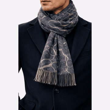 Slate Blue Chain-Print Muffler For Men & Women, Winter Neck Scarf Soft Scarf