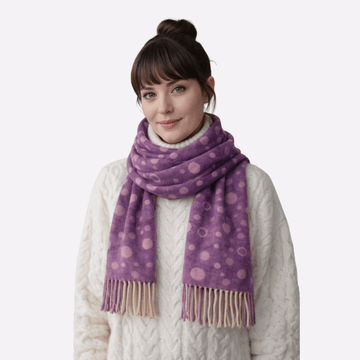Lavender Polka Dot Muffler For Men & Women, Winter Neck Scarf Soft Scarf