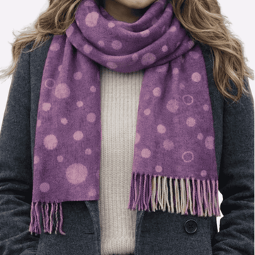 Lavender Polka Dot Muffler For Men & Women, Winter Neck Scarf Soft Scarf