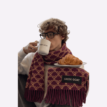 Burgundy Gold Chain-Print Muffler For Men & Women, Winter Neck Scarf Soft Scarf