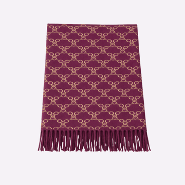 Burgundy Gold Chain-Print Muffler For Men & Women, Winter Neck Scarf Soft Scarf