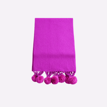 Fuchsia Pom-Pom Muffler For Women, Winter Neck Scarf Soft Scarf