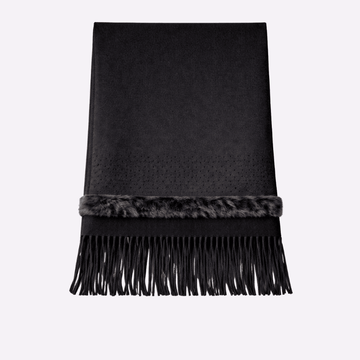 Black Alpine Fur-Trim Muffler for Women