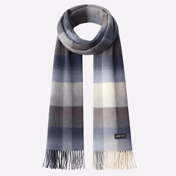 Gradient Blue Plaid Wool Muffler Men & Women