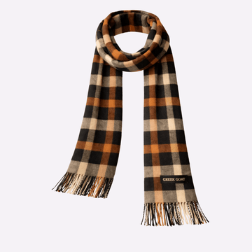 Camel Black Classic Check Fringed Muffler For Men & Women