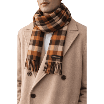 Camel Black Classic Check Fringed Muffler For Men & Women
