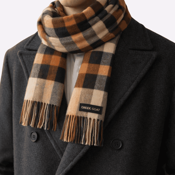 Camel Black Classic Check Fringed Muffler For Men & Women