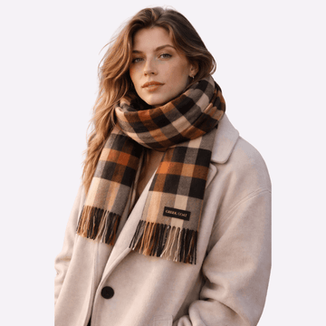 Camel Black Classic Check Fringed Muffler For Men & Women