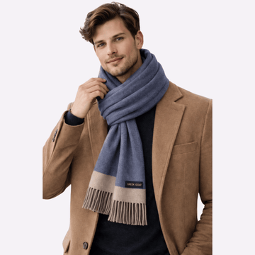 Dusty Blue Solid Fringed Muffler For Men & Women