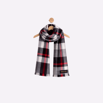 Gray Red Plaid Muffler For Men & Women