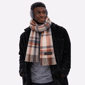 Rust Charcoal Plaid Muffler For Men & Women