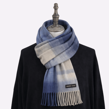 Steel Blue Gray Plaid Muffler Men & Women