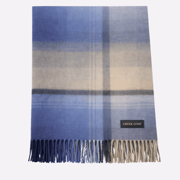 Steel Blue Gray Plaid Muffler Men & Women
