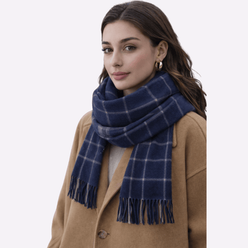 Navy Windowpane Muffler For Men & Women