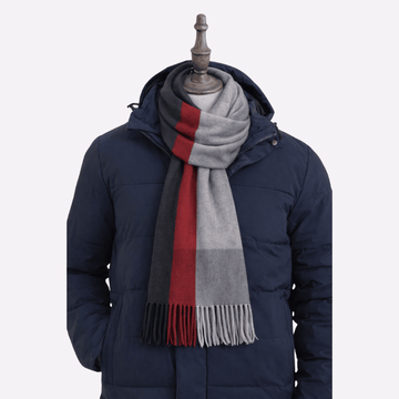 Gray Red Stripe Muffler Men & Women