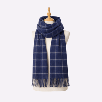 Navy Windowpane Muffler For Men & Women