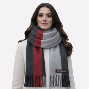Gray Red Stripe Muffler Men & Women