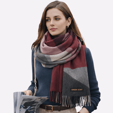 Burgundy Gray Color-Block Muffler For Men & Women
