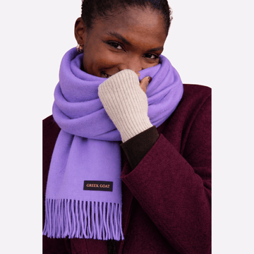Lavender Solid Fringed Muffler For Men & Women