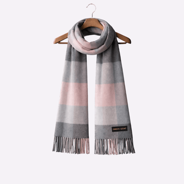 Grey Pink Block Check Muffler For Men & Women