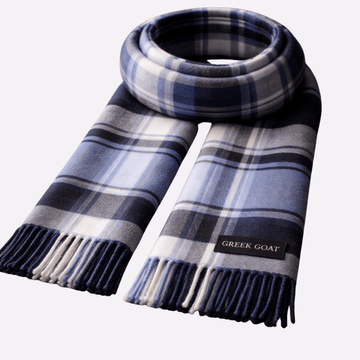 Sky Blue & Black Classic Check Muffler For Men & Women