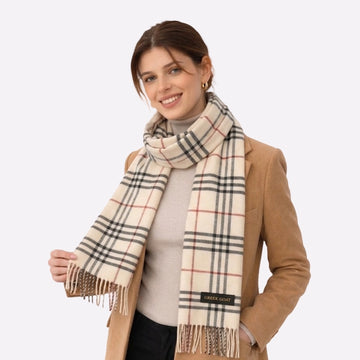 Ivory Beige Cashmere Scarf for Men & Women