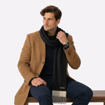 Classic Black Wool Scarf Warm Layering Style