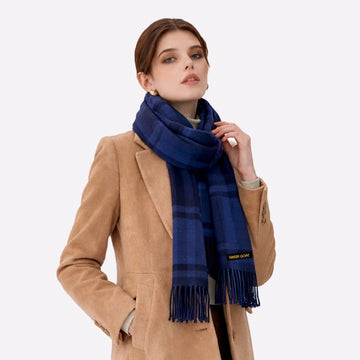 blue check scarf womens cashmere
