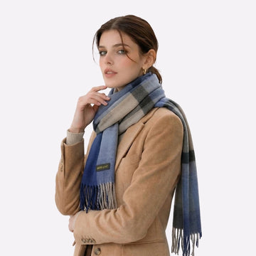 Blue Grey Cashmere Scarf for Men & Women