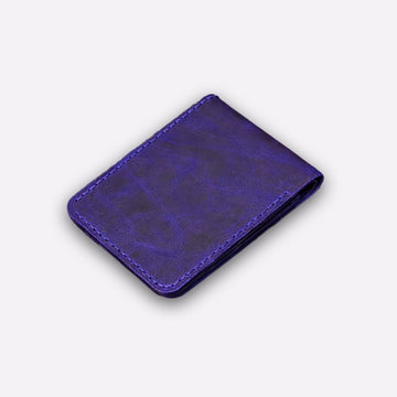 Blue Leather Wallet – Slim Handmade Bifold
