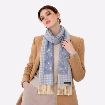 Blue Pattern Soft Cashmere Scarf for Men & Women