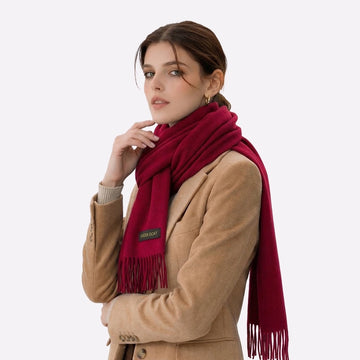 Elegant Burgundy Wool Scarf Winter Fashion Style