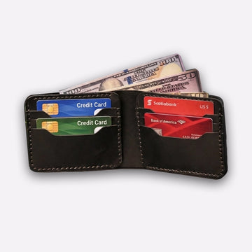 Black Leather Bifold Wallet – Handmade Classic