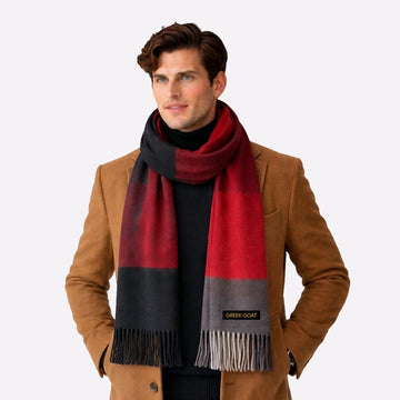 Red Black Cashmere Scarf for Men & Women