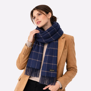 Navy Blue Cashmere Scarf for Men & Women