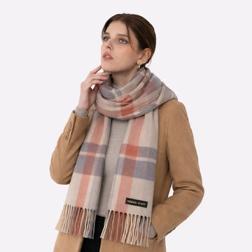 Rust Charcoal Tartan Cashmere Scarf for Men & Women